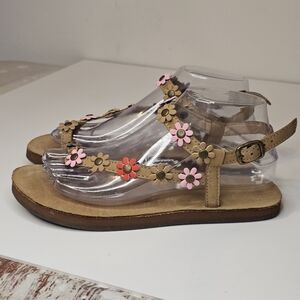 Rainbow Floral Embellished Leather Sandals *no Size Tag